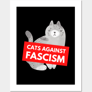 Cats Against Fascism (Charcoal) Posters and Art